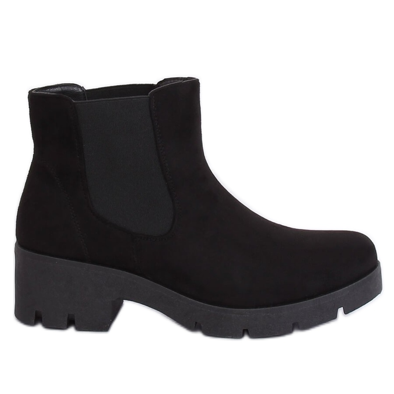 Schwarze Chelsea-Boots mit dicker Sohle 9996-6 Schwarz