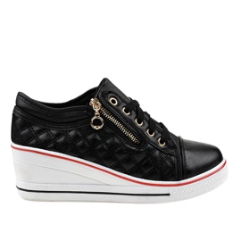 Schwarze Turnschuhe auf dem Keil LT-413B-1