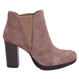 Beige Stiefel mit hohen Absätzen H9261 Kaki