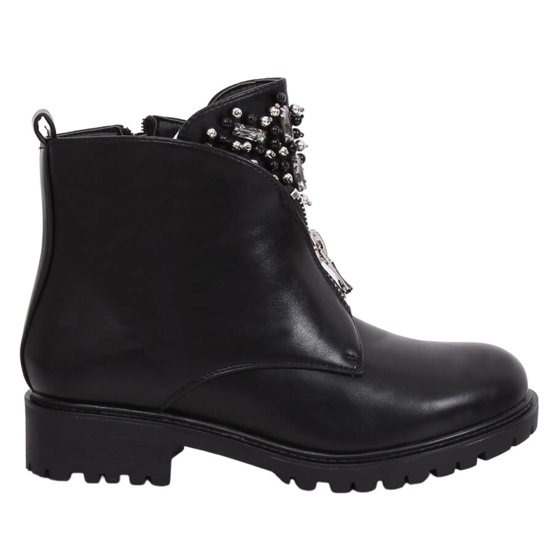 Schwarze Damenstiefel auf dem Protektor schwarz BK-37 Black