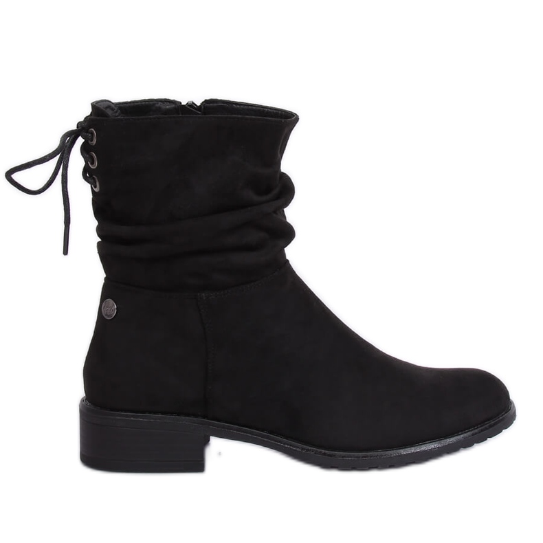 Schwarze flache Damenstiefel B-09 Schwarz