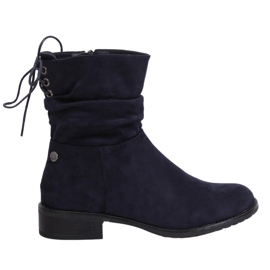 Marineblaue flache Damenstiefel B-09 Blau