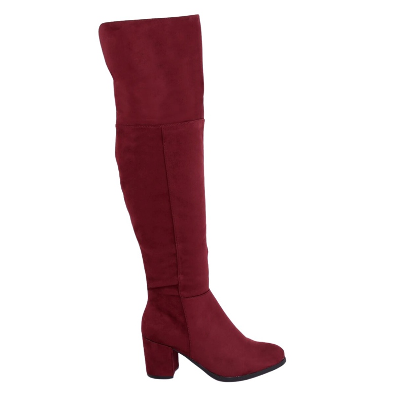 8B965 Weinburgunder Stiefel mit niedrigem Absatz rot