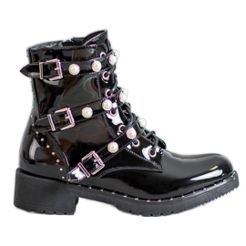 Seastar Lackstiefel mit Perlen schwarz