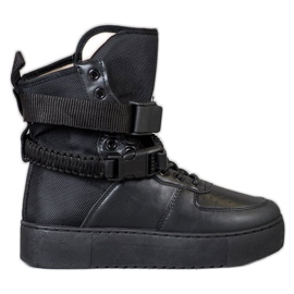 Diamantique Hohe Stiefel mit Schnallen schwarz