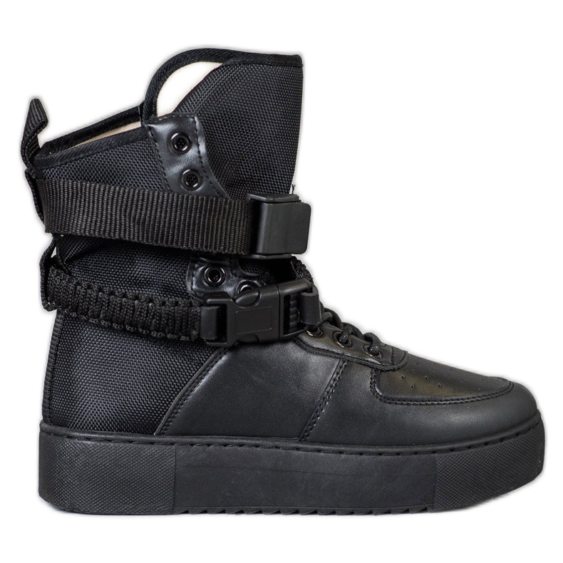 Diamantique Hohe Stiefel mit Schnallen schwarz