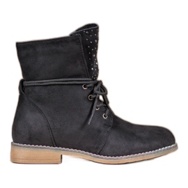 Stiefel mit Kristallen schwarz