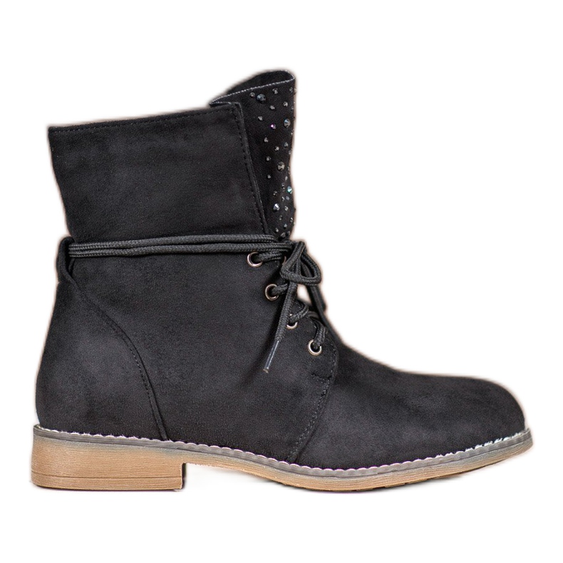 Stiefel mit Kristallen schwarz