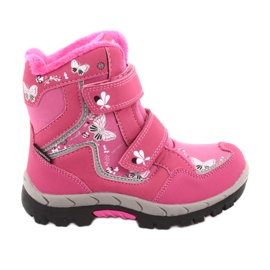 American Club Stiefel mit HL27 Membran rosa Schmetterlinge weiß schwarz