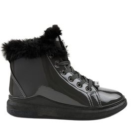 Lackierte warme graue Sneakers TL135-7