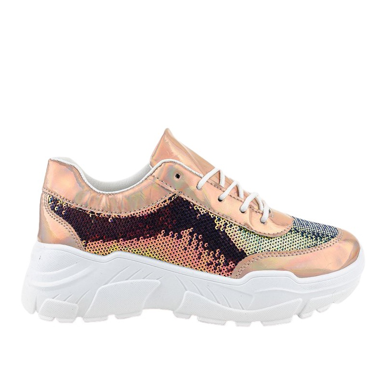 Champagner Sportschuhe mit Pailletten W-3118 gelb