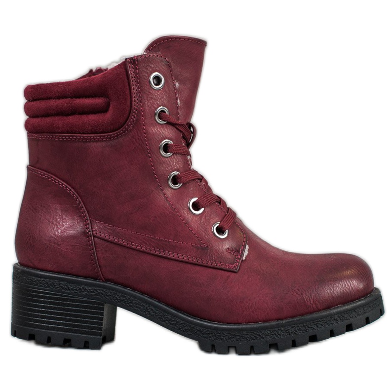 Goodin Schnürstiefel mit Lammfell rot