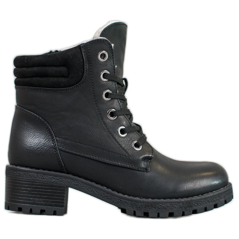 Goodin Schnürstiefel mit Lammfell schwarz