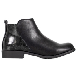 J. Star Stiefel mit flachem Absatz schwarz
