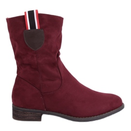 Flache Damenstiefel, bordeauxrot 99-110 Rot