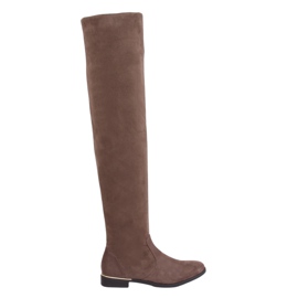 Overknee-Stiefel mit flachem Absatz beige 0-76 Kaki