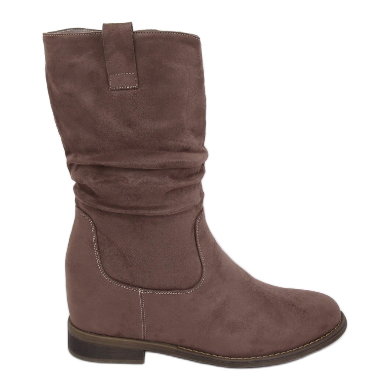 Stiefel auf einem versteckten Keil beige und grau 9475 Khaki