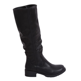 Flache Damenstiefel schwarz 1084-PG Schwarz
