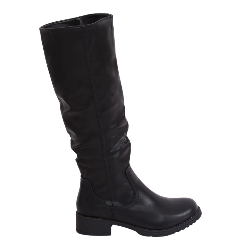 Flache Damenstiefel schwarz 1084-PG Schwarz