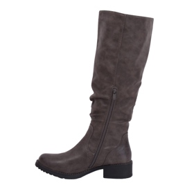Graue flache Stiefel für Damen 1084-PG Grau
