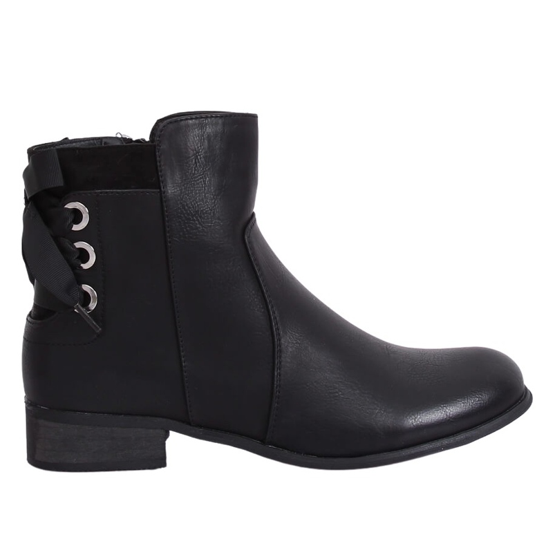 Schwarze flache schwarze Damenstiefel 1184-PA Schwarz