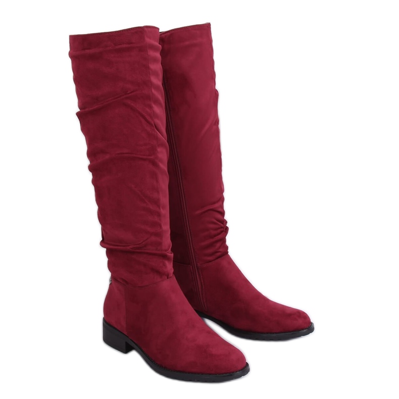 Burgunder Wildlederstiefel für Damen E9308 Wine rot