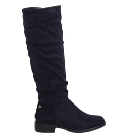Marineblaue Wildlederstiefel für Damen E9308 Blue