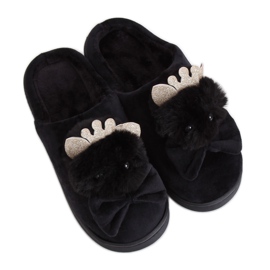 Schwarze Damen Hausschuhe DD112 Schwarz