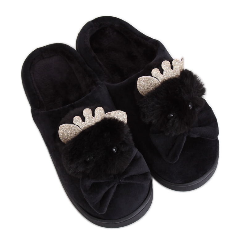 Schwarze Damen Hausschuhe DD112 Schwarz