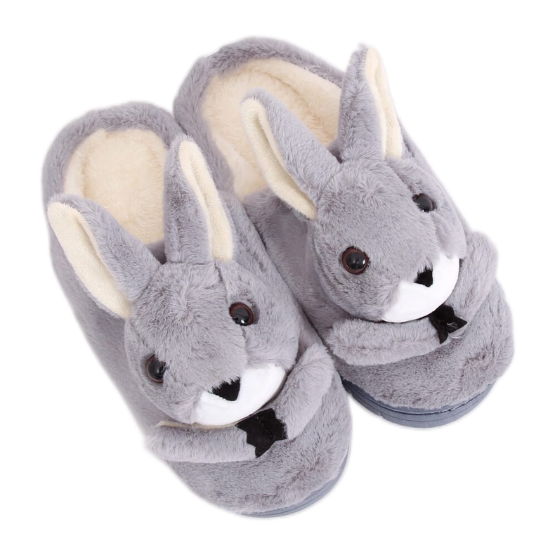 Graue Hausschuhe Hasen grau MA17 Grau