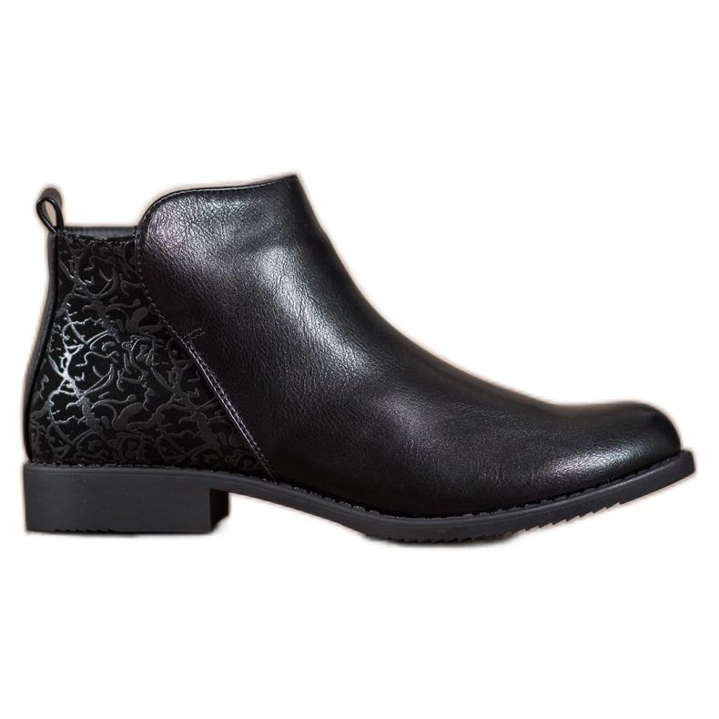 J. Star Stiefel mit flachem Absatz schwarz