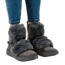 Graue isolierte Stiefel aus Wildleder GF-QB08