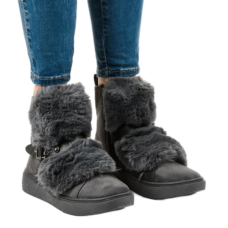 Graue isolierte Stiefel aus Wildleder GF-QB08