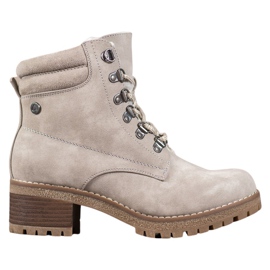 Goodin Beige Stiefel mit Schaffell