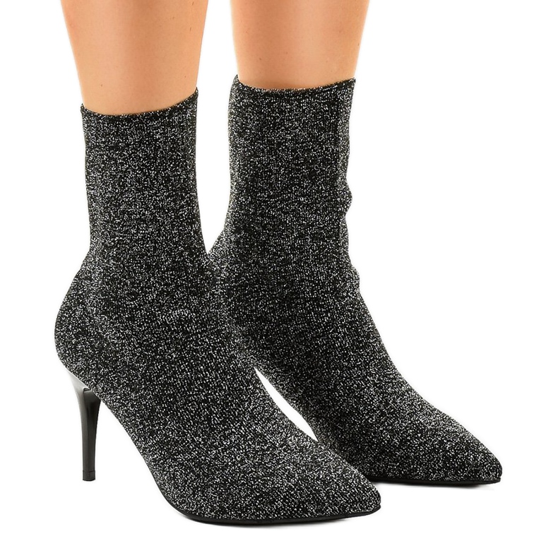 Stiefeletten in Schwarz und Silber LL-103P grau