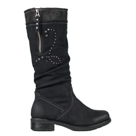 SHELOVET Flache Stiefel schwarz