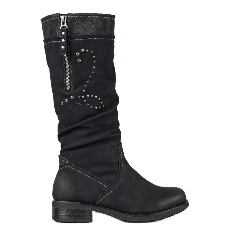 SHELOVET Flache Stiefel schwarz