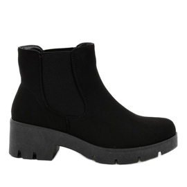 Schwarze Stiefeletten mit hohem Absatz und Gummizug 9996-6