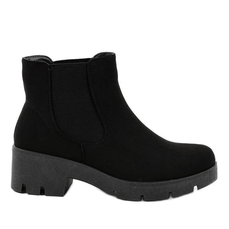 Schwarze Stiefeletten mit hohem Absatz und Gummizug 9996-6