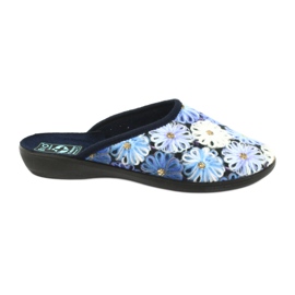 Hausschuhe 3D Blumen Adanex 24192 marineblau weiß gelb