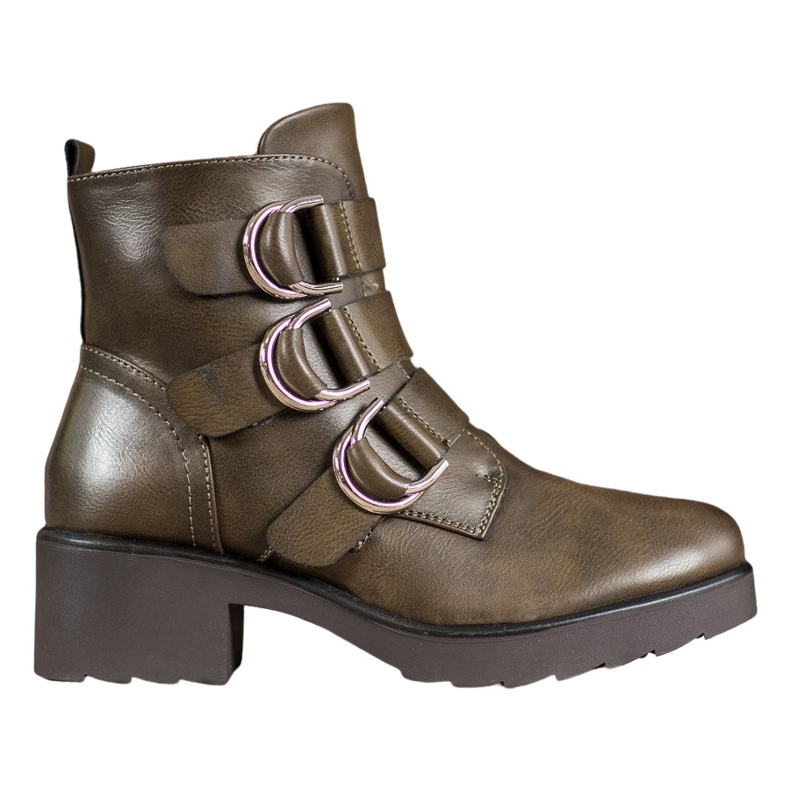 Queentina Olive Booties auf der Plattform grün