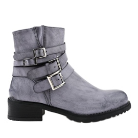 Marineblaue Damenstiefel mit Schnallen 548-PA