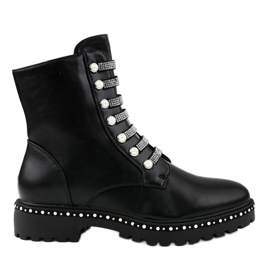 Schwarze flache Damenstiefel A-537
