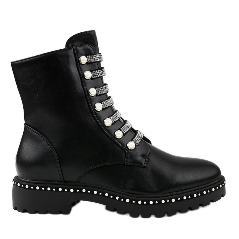 Schwarze flache Damenstiefel A-537