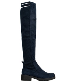 Ideal Shoes Stiefel aus Wildleder zum Hineinschlüpfen marineblau