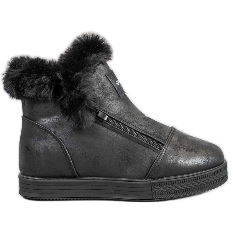 SHELOVET Sportstiefel mit Fell schwarz