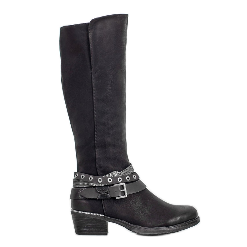 SHELOVET Schwarze Stiefel mit Ornamenten