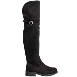 Ideal Shoes Elegante Stiefel mit Schnalle schwarz