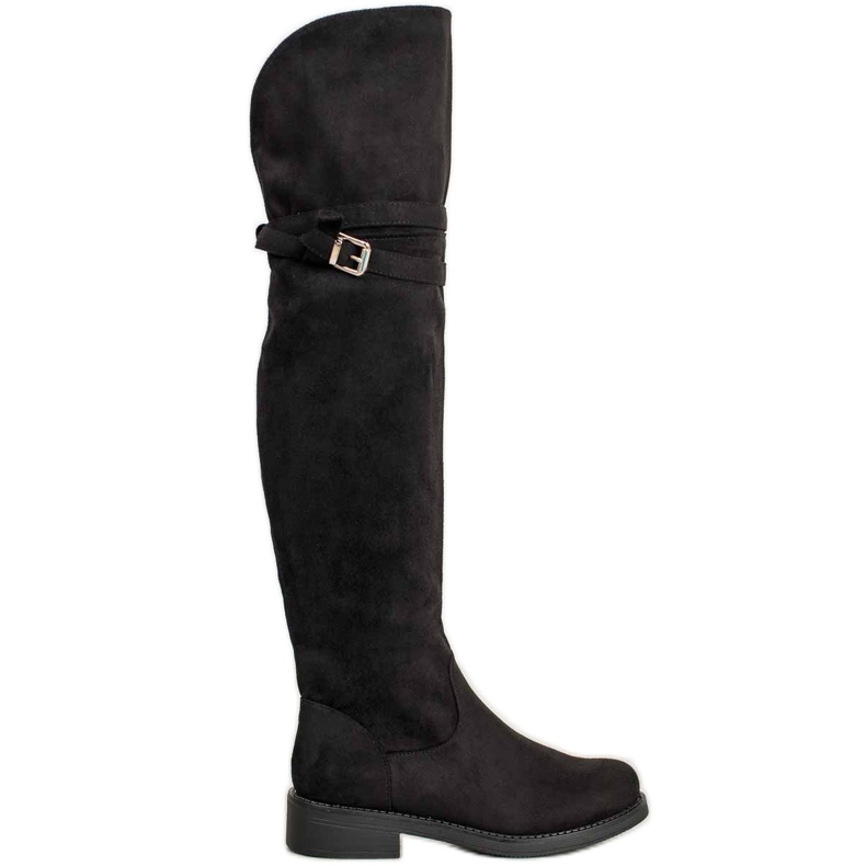 Ideal Shoes Elegante Stiefel mit Schnalle schwarz