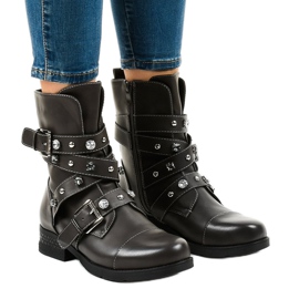 Verzierte graue hohe Stiefeletten 88093